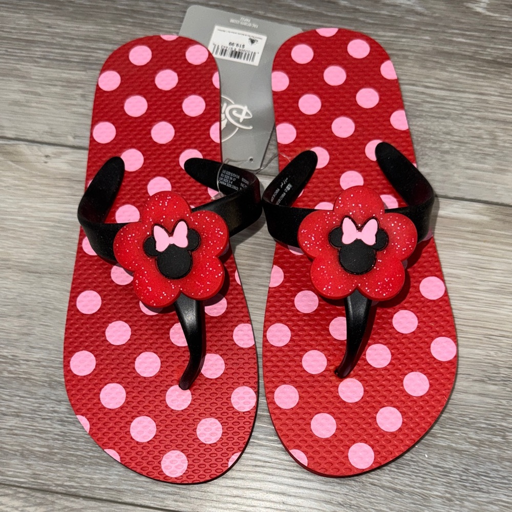 Minnie Mouse Red and Pink Polka Dot Flip Flops